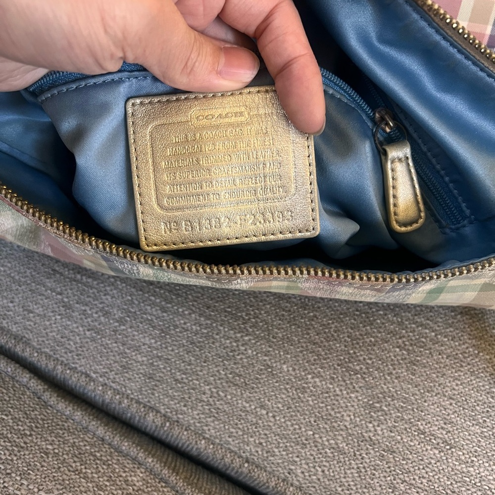Coach Poppy Madras Tartan Pastel Plaid Hobo Shoulder Bag - Picture 12 of 13
